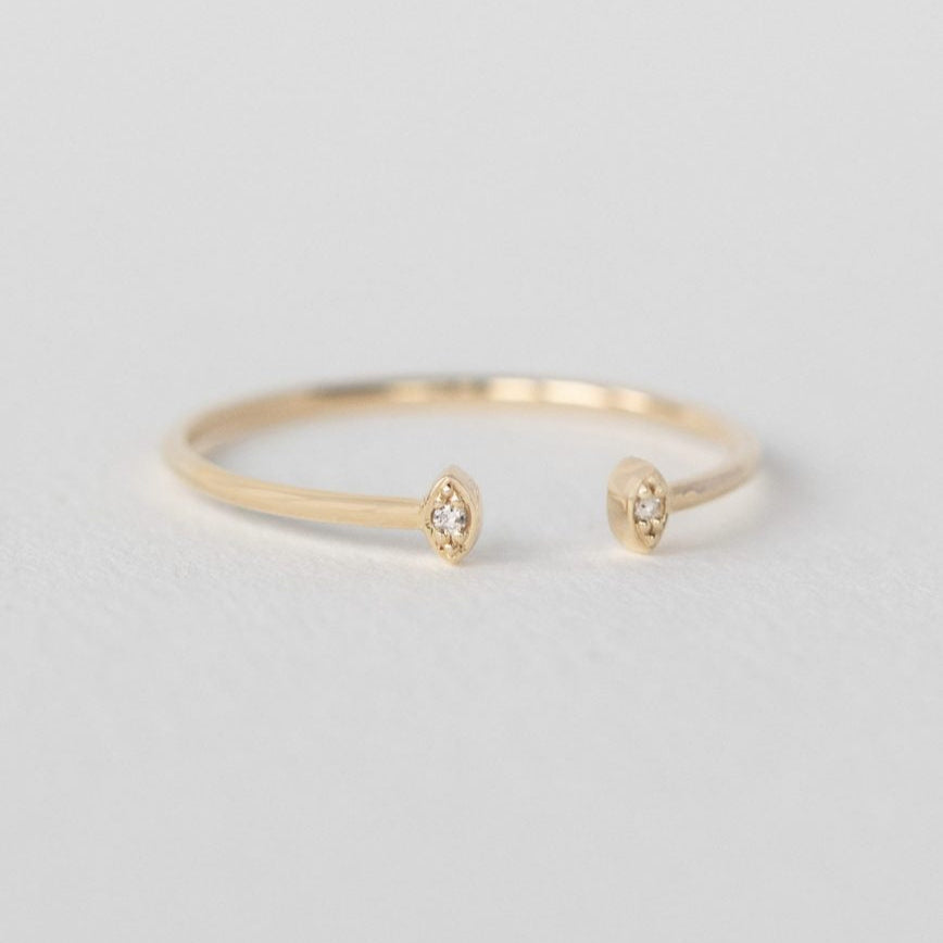 14k yellow gold ring tiny diamond Celine Daoust