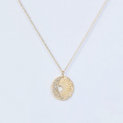 14k yellow gold sun moon diamond pendant necklace Celine Daoust