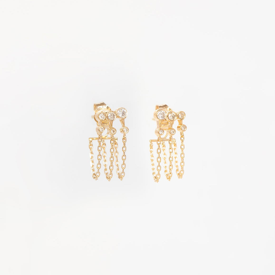 14k gold diamond chain constellations earrings celine daoust