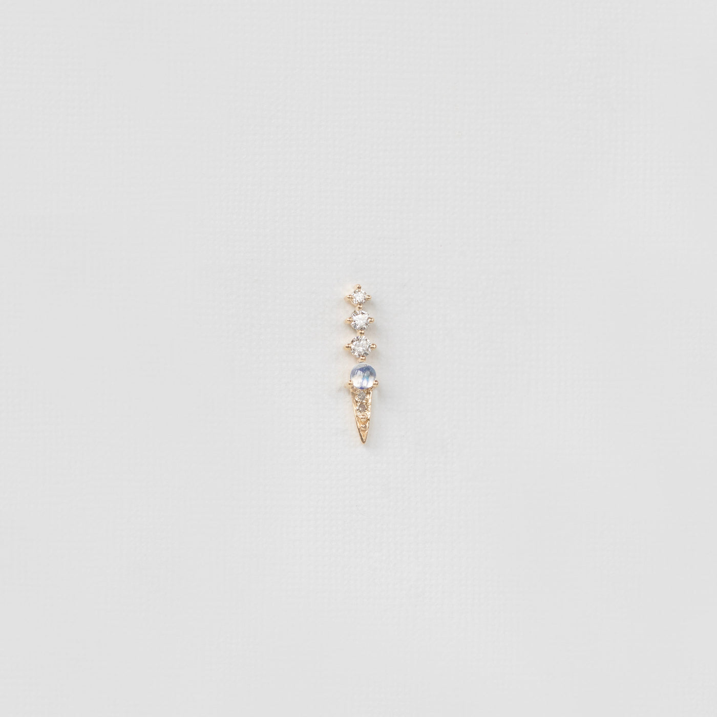 celine daoust 14k yellow gold diamond moonstone single stud earring