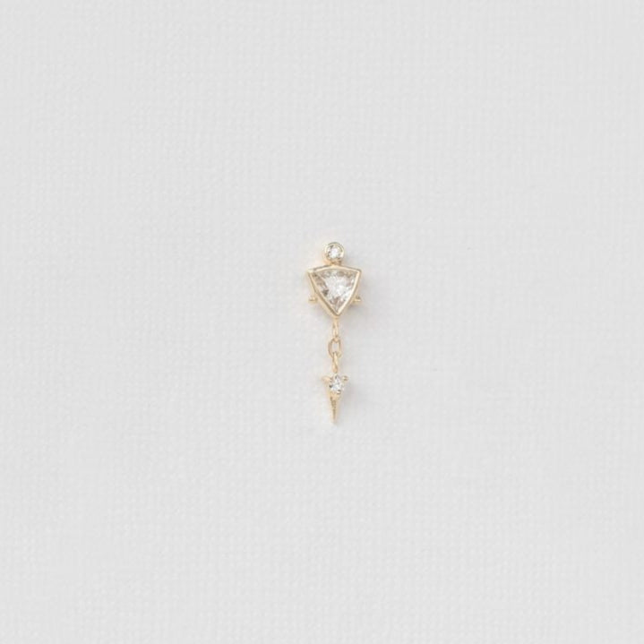 celine daoust 14k yellow gold trillion diamond dangle stud earring