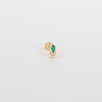 celine daoust emerald marquise diamond 14k yellow gold flat back stud earring