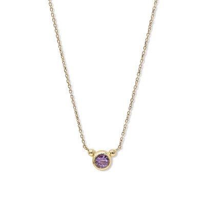 Anzie Bonheur birthstone necklace 14k yellow gold 18" February Purple Amethyst