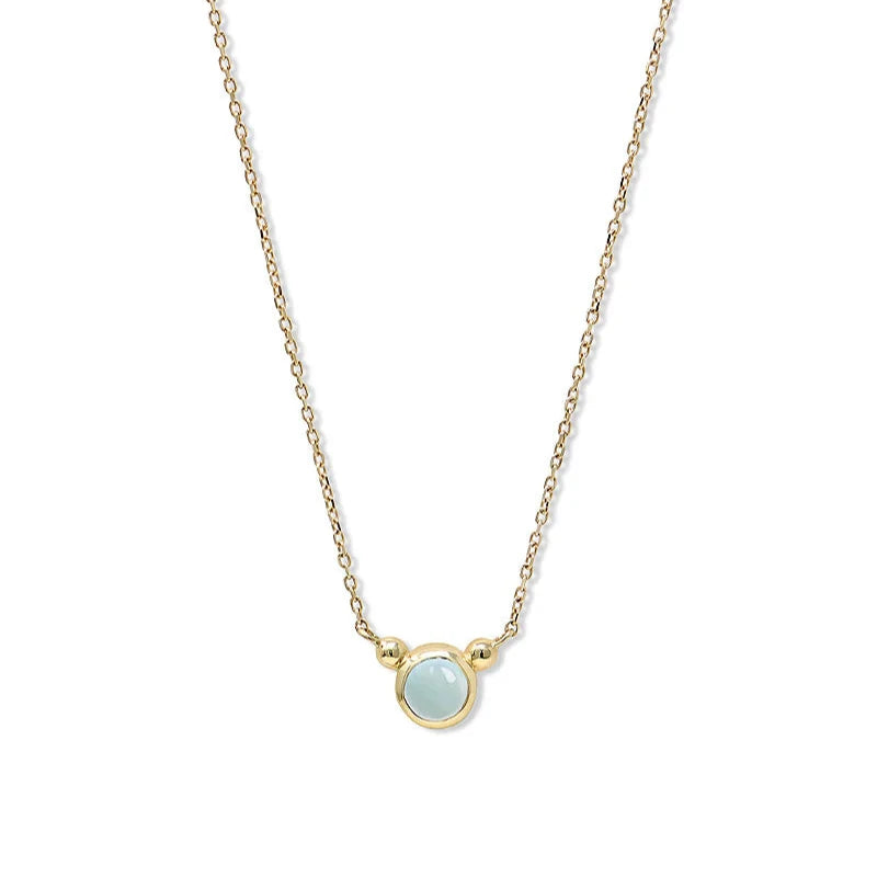 Anzie Bonheur birthstone necklace 14k yellow gold 18" March Aquamarine