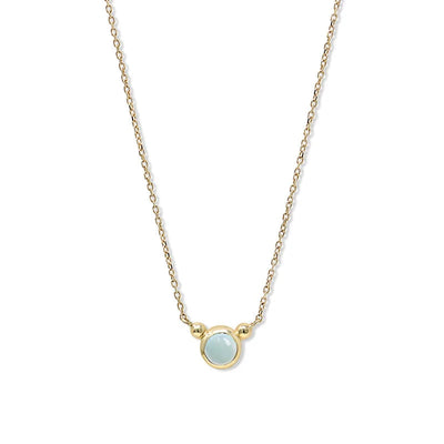 Anzie Bonheur birthstone necklace 14k yellow gold 18" March Aquamarine