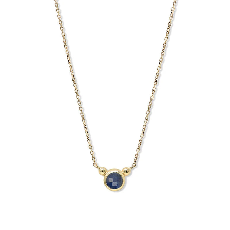 Anzie Bonheur birthstone necklace 14k yellow gold 18" September Blue Sapphire