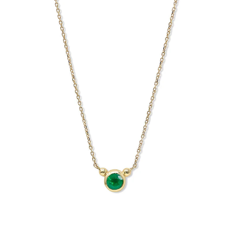 Anzie Bonheur birthstone necklace 14k yellow gold 18" May Emerald