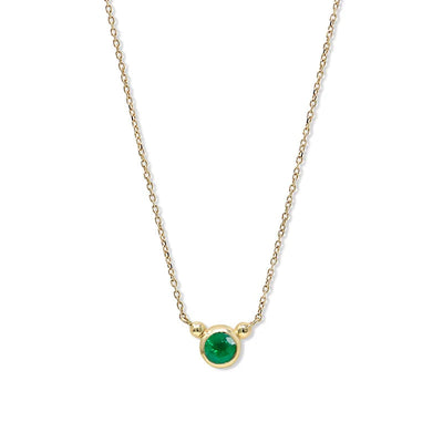 Anzie Bonheur birthstone necklace 14k yellow gold 18" May Emerald