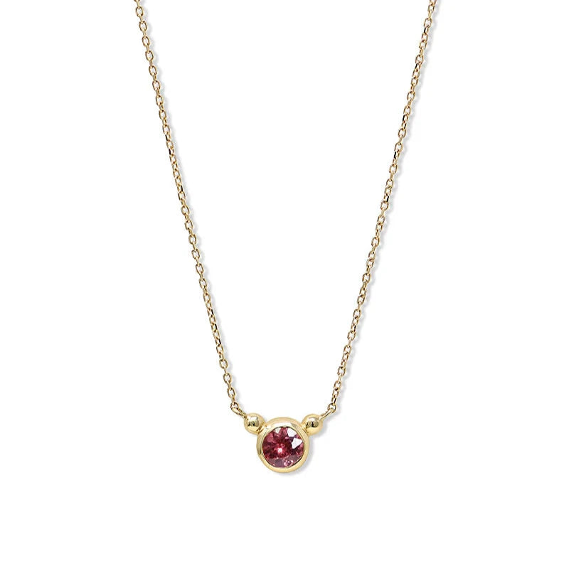 Anzie Bonheur birthstone necklace 14k yellow gold 18" January Garnet