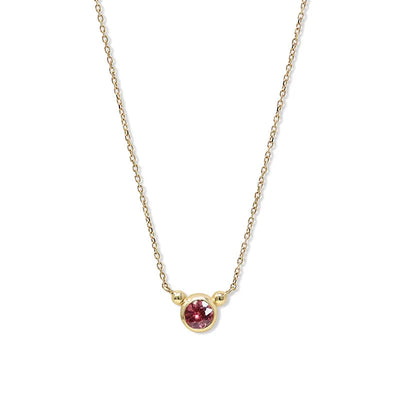 Anzie Bonheur birthstone necklace 14k yellow gold 18" January Garnet