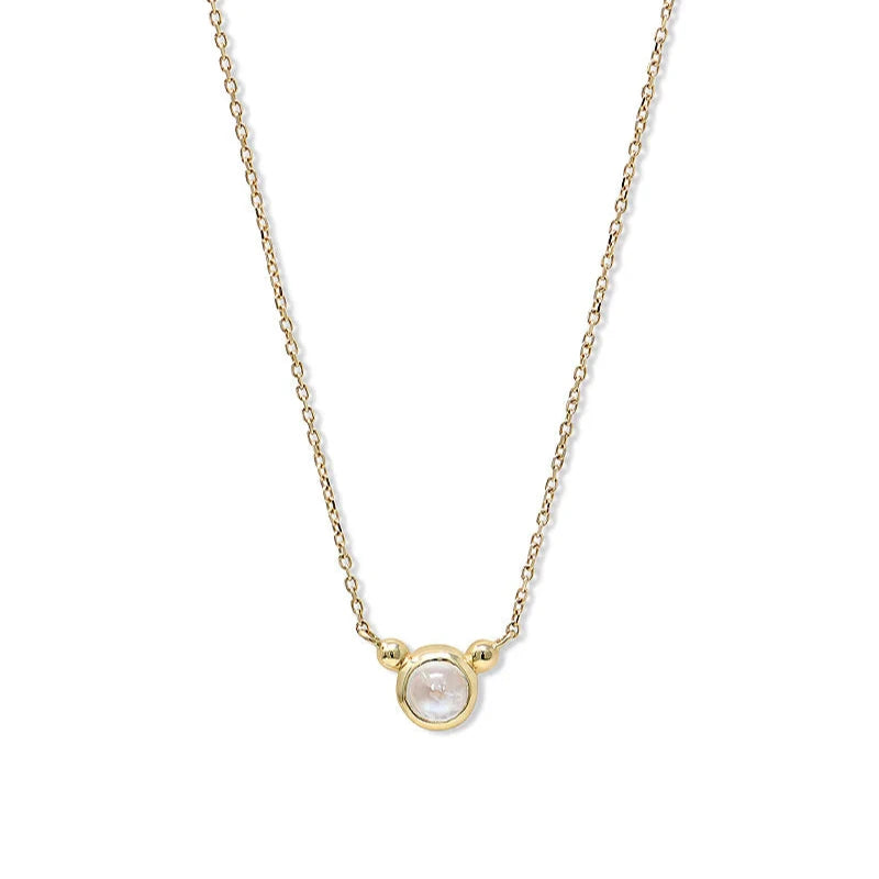 Anzie Bonheur birthstone necklace 14k yellow gold 18" June Moonstone