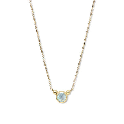 Anzie Bonheur birthstone necklace 14k October Opal yellow gold 18" March Aquamarine