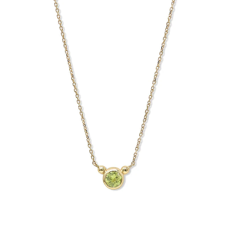 Anzie Bonheur birthstone necklace 14k yellow gold 18" August Peridot