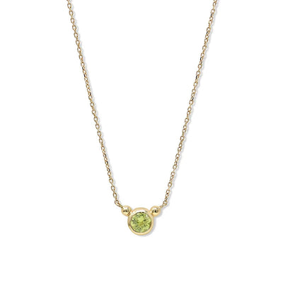 Anzie Bonheur birthstone necklace 14k yellow gold 18" August Peridot