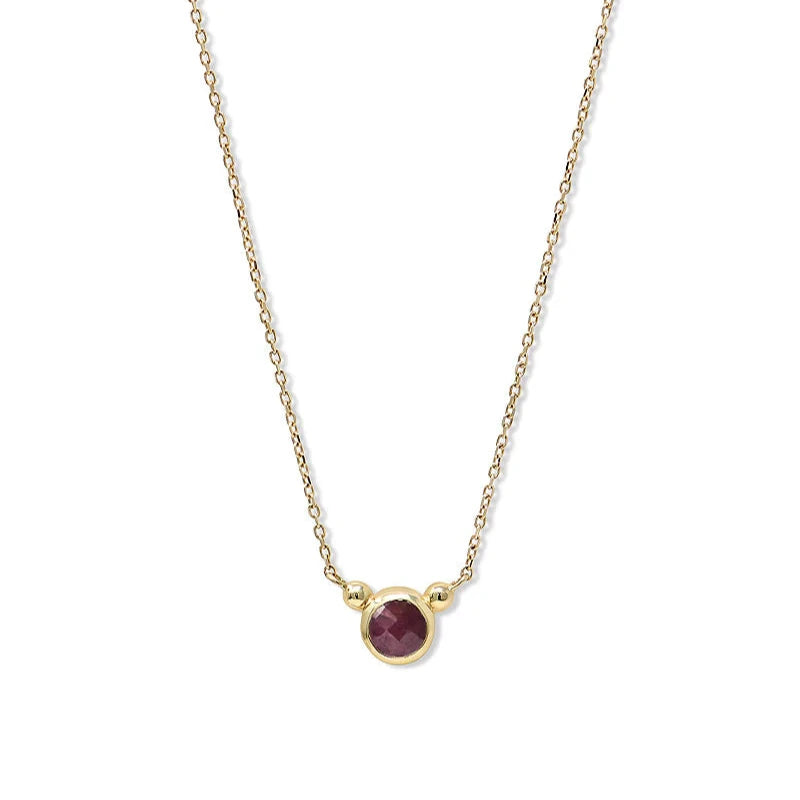 Anzie Bonheur birthstone necklace 14k yellow gold 18" July Ruby