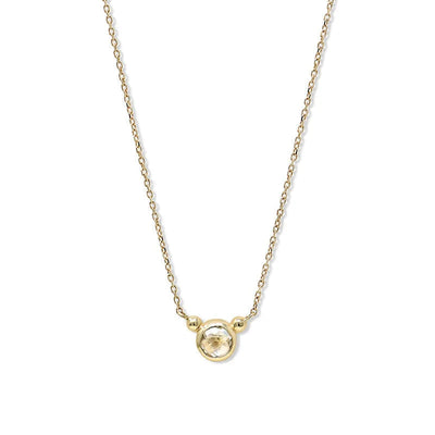 Anzie Bonheur birthstone necklace 14k yellow gold 18" April White Topaz