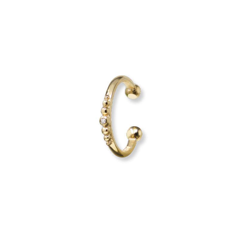 14k yellow gold white diamond ear cuff