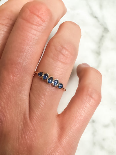 Rose Cut Blue Sapphire Band