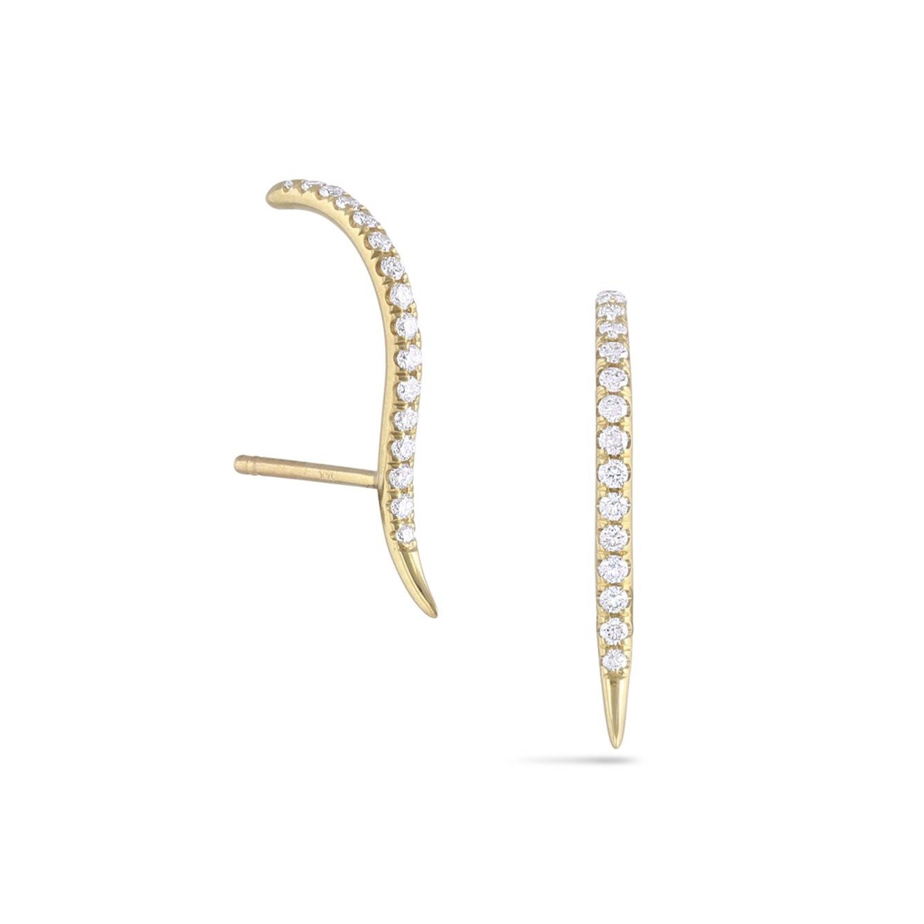 white space 14k yellow gold pave white diamond forme suspender earring