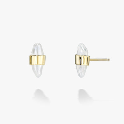 white space 14k yellow gold Aalto Lagniappe pearl stud Earrings