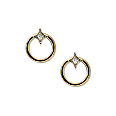 14k yellow gold diamond star hoop stud earrings anzie