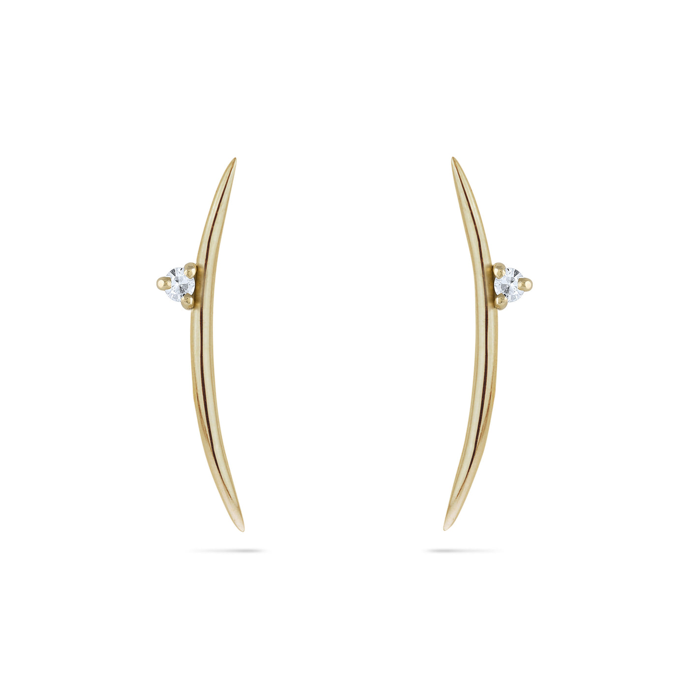 white space 14k yellow gold diamond long arc earrings