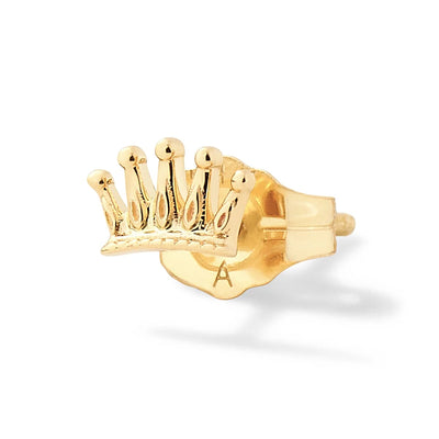 alison lou 14k yellow gold mini crown stud earring