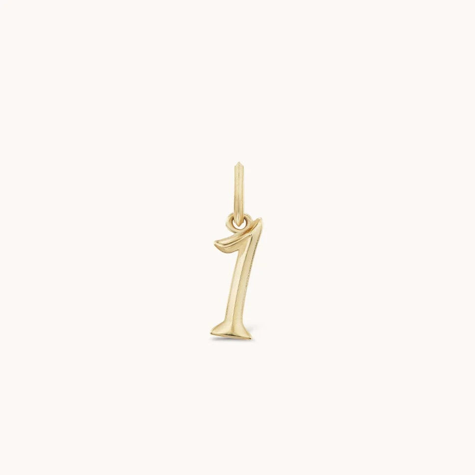 marlo laz 14k yellow gold charm numerology lucky numbers number 1