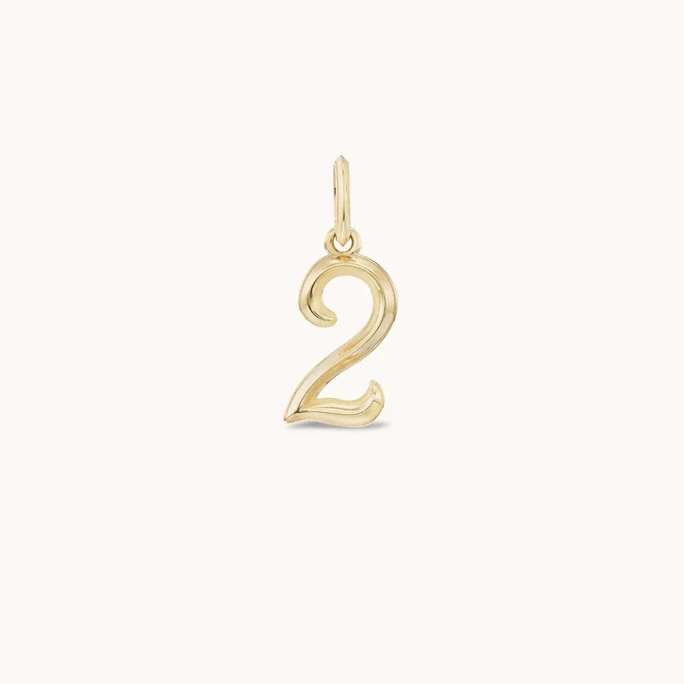 marlo laz 14k yellow gold charm numerology lucky numbers number 2