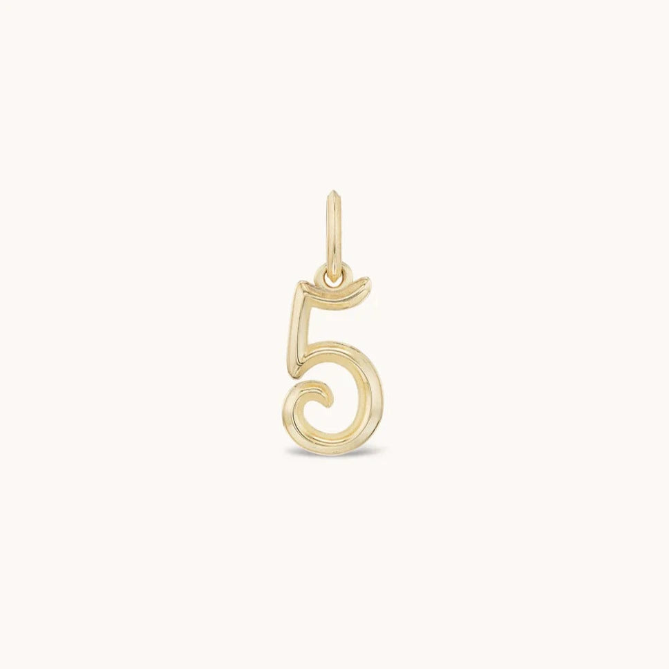 marlo laz 14k yellow gold charm numerology lucky numbers number 5