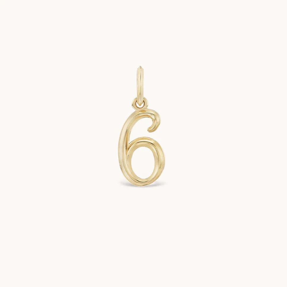 marlo laz 14k yellow gold charm numerology lucky numbers number 6