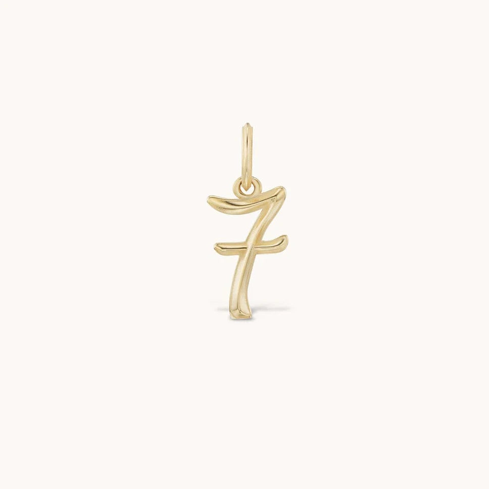 marlo laz 14k yellow gold charm numerology lucky numbers number 7