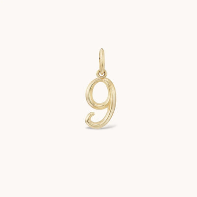 marlo laz 14k yellow gold charm numerology lucky numbers number 9