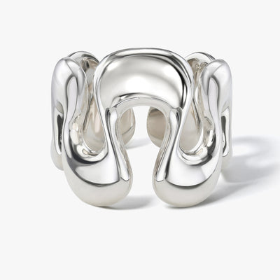 white space sene bold sterling silver wave ring