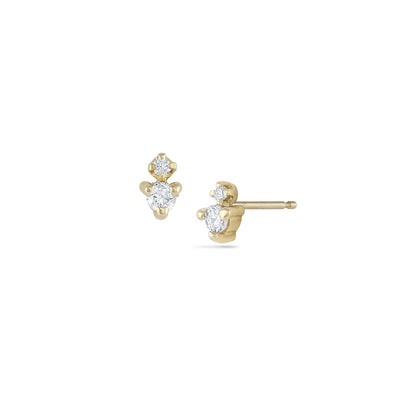 white space 14k yellow gold white diamond spark stud earrings 