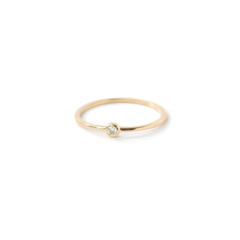 14k yellow gold ring white diamond stack